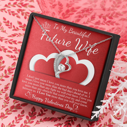 Meaningful Jewelry Gifts For Future Wife On Valentines Day Gift For Her Forever Lover Necklace From Future Husband Present For Female Fiance On Birthday Stainless Steel Cable Chain Necklace with Message Card Mahogany Luxury Box Variant