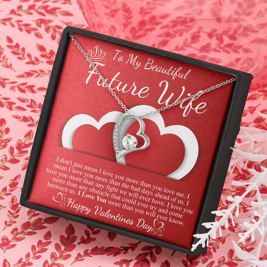 Meaningful Jewelry Gifts For Future Wife On Valentines Day Gift For Her Forever Lover Necklace From Future Husband Present For Female Fiance On Birthday Stainless Steel Cable Chain Necklace with Message Card Mahogany Luxury Box Variant