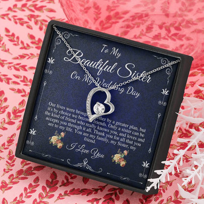 Heart Necklace, Gift For Sister On My Wedding, Sister to Sister Gift, To My Sister on My Wedding Day, Sister of the Bride Gift #0097
