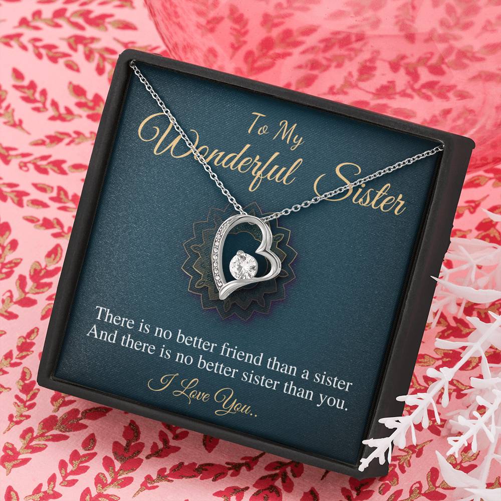 Christmas Gift For Sister, Birthday Gift For Sister, To My Wonderful Sister Necklace, Present For Sister,Littler Sister,Heart Neckalce #0571
