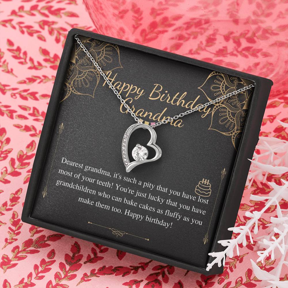 Grandma Birthday Gift Heart Necklace, Grandmother Birthday Jewelry, Grandma Necklace, Grandma Happy Birthday Gift, Message Card Quote  #0649
