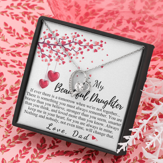 Daughter Valentines Hearts Necklace from Dad, Valentine's Day Gift for Daughter in College, Valentines Gift for Teenage Daughter, Graduation