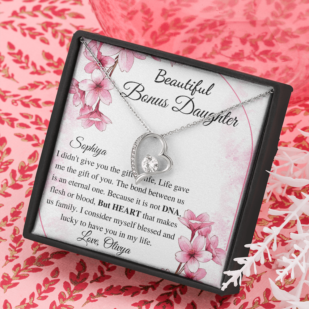 To my Bonus Daughter Beautiful Necklace, Stepdaughter Gift, Bonus Daughter Birthday Gift, Gift for Bonus Daughter, Daughter in Law