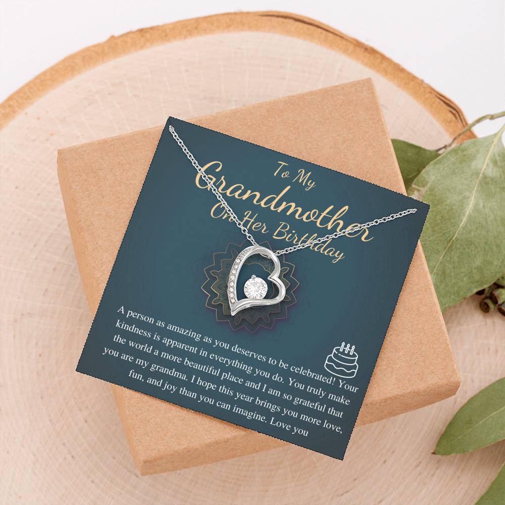 Grandma Birthday Gift, Grandmother Birthday Jewelry, Grandma Necklace,Happy Birthday Gift,Grandmother Present,Message Card Quote,Heart #0642
