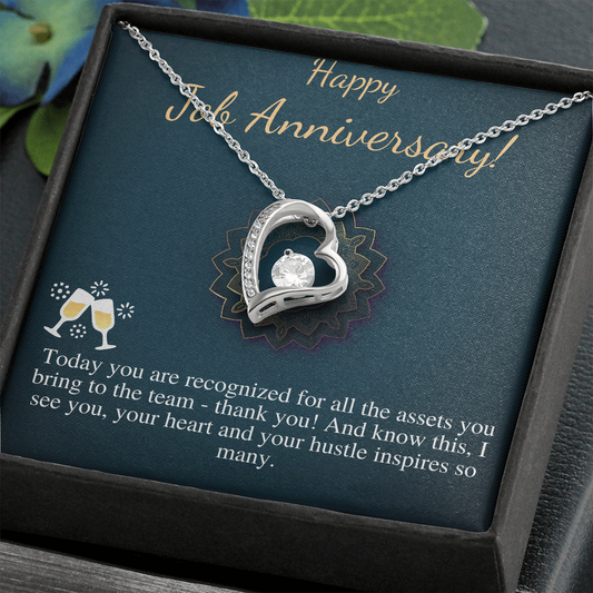 Job Anniversary Gift | Gift from Boss, Congratulation Gift, Thank You Gift, Gift for Employee, Necklace, Job Anniversary Present,Heart #0887