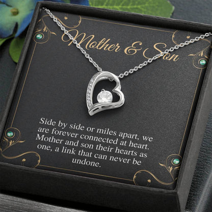 Mother and Son Necklace, Mom Gift From Son, Mother's Day Gift from Son, Birthday Gift, Christmas Gift, Jewelry for Mom, Heart Necklace #0485