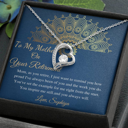 Initials Hearts, Mom Retirement Necklace Gift, Retirement Gift For Mom, Gift For Retiring Mother, Happy Retirement Gift, Best Retirement