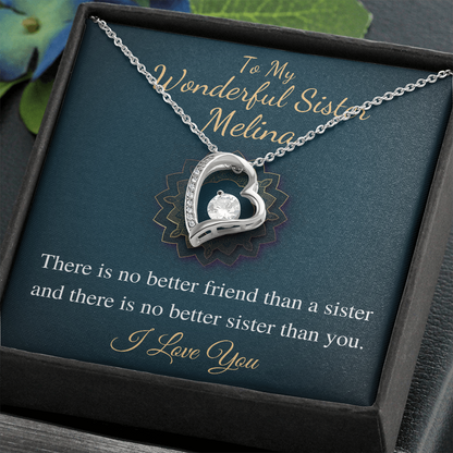 Christmas Gift For Sister, Birthday Gift For Sister, To My Wonderful Sister Necklace, Present For Sister,Littler Sister,Heart Melina