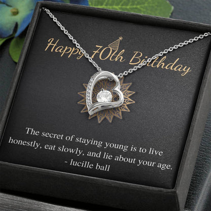70th Birthday Gift For Her, 70th Birthday Gift For Mom, Grandmother 70th Birthday Gift, Birthday Necklace For Mom, Heart Necklace #0673