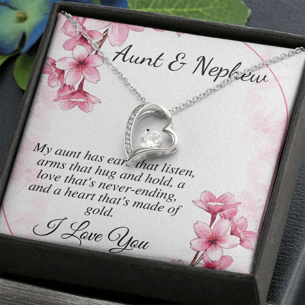 Personalized Heart Necklace Gift for Aunt, Aunt & Nephew Gift Necklace, Gift For Aunt From Nephew, Christmas Gift Jewelry, Birthday Gift