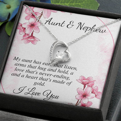 Personalized Heart Necklace Gift for Aunt, Aunt & Nephew Gift Necklace, Gift For Aunt From Nephew, Christmas Gift Jewelry, Birthday Gift