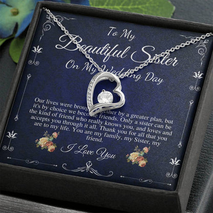 Heart Necklace, Gift For Sister On My Wedding, Sister to Sister Gift, To My Sister on My Wedding Day, Sister of the Bride Gift #0097