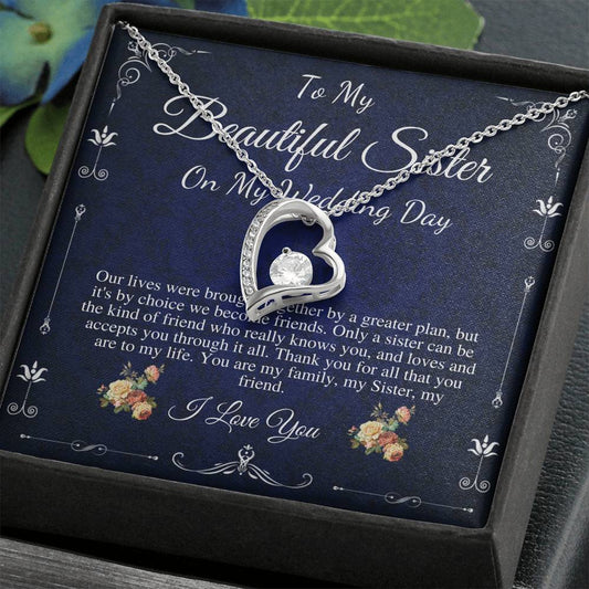 Heart Necklace, Gift For Sister On My Wedding, Sister to Sister Gift, To My Sister on My Wedding Day, Sister of the Bride Gift #0097
