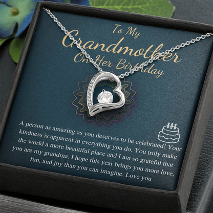 Grandma Birthday Gift, Grandmother Birthday Jewelry, Grandma Necklace,Happy Birthday Gift,Grandmother Present,Message Card Quote,Heart #0642