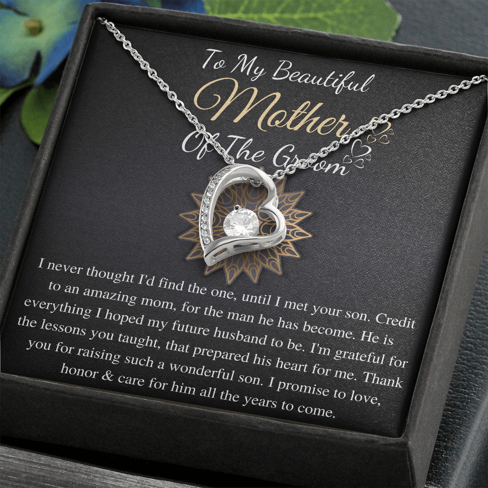 Mother of Groom gift from Bride, Thank you for raising the man of my dreams, Mother in Law necklace gift, Personalized Message gift