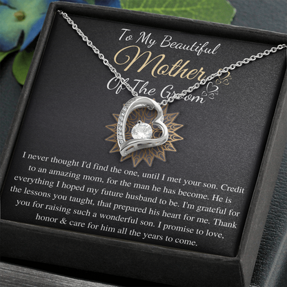 Mother of Groom gift from Bride, Thank you for raising the man of my dreams, Mother in Law necklace gift, Personalized Message gift