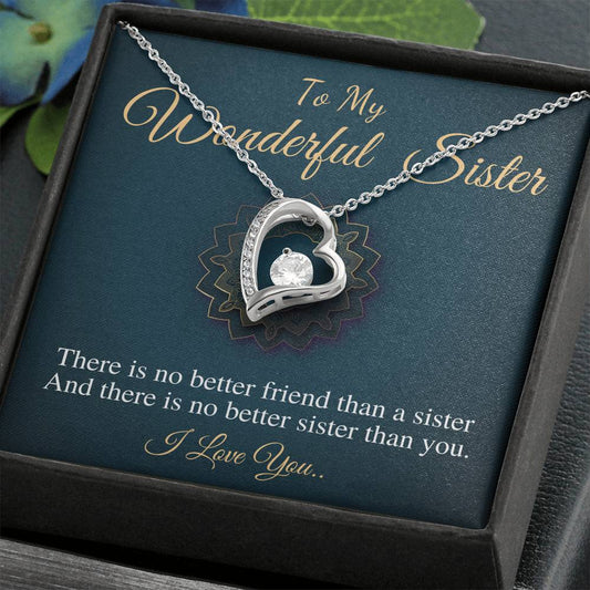 Christmas Gift For Sister, Birthday Gift For Sister, To My Wonderful Sister Necklace, Present For Sister,Littler Sister,Heart Neckalce #0571
