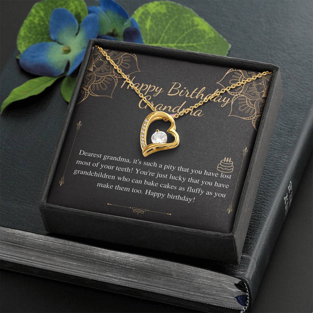 Grandma Birthday Gift Heart Necklace, Grandmother Birthday Jewelry, Grandma Necklace, Grandma Happy Birthday Gift, Message Card Quote  #0649