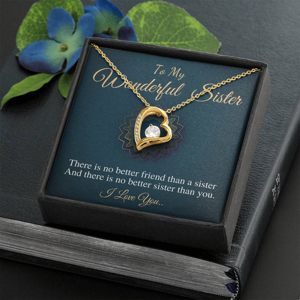 Christmas Gift For Sister, Birthday Gift For Sister, To My Wonderful Sister Necklace, Present For Sister,Littler Sister,Heart Neckalce #0571