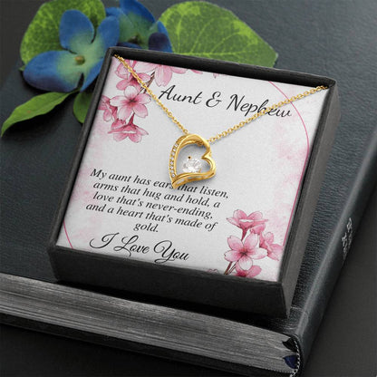 Personalized Heart Necklace Gift for Aunt, Aunt & Nephew Gift Necklace, Gift For Aunt From Nephew, Christmas Gift Jewelry, Birthday Gift
