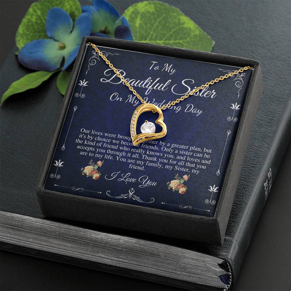 Heart Necklace, Gift For Sister On My Wedding, Sister to Sister Gift, To My Sister on My Wedding Day, Sister of the Bride Gift #0097