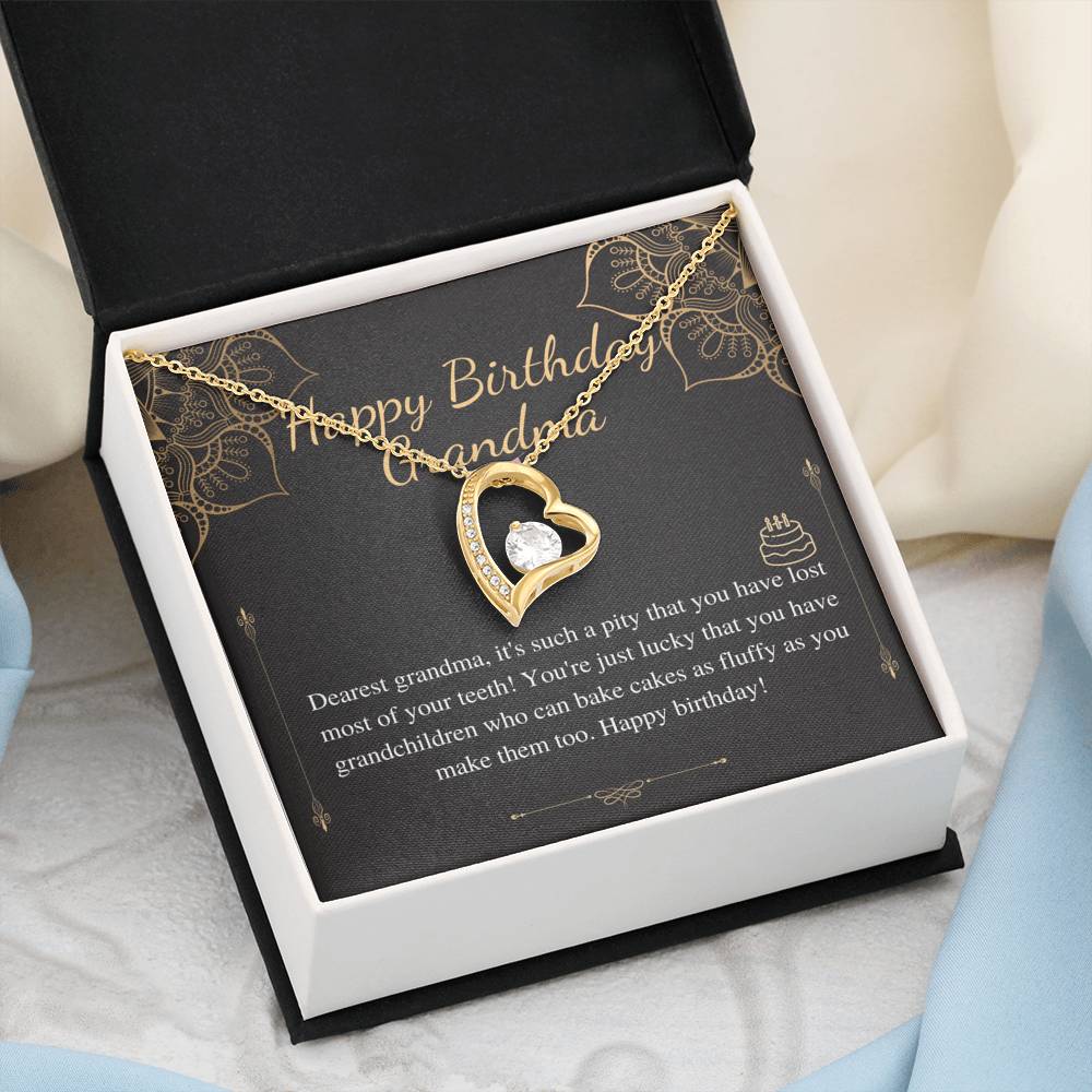 Grandma Birthday Gift Heart Necklace, Grandmother Birthday Jewelry, Grandma Necklace, Grandma Happy Birthday Gift, Message Card Quote  #0649
