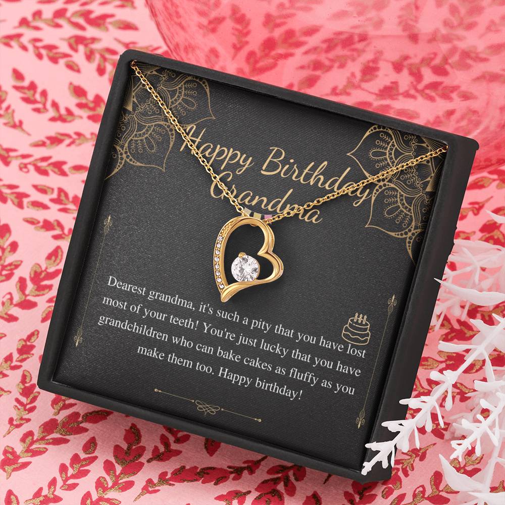 Grandma Birthday Gift Heart Necklace, Grandmother Birthday Jewelry, Grandma Necklace, Grandma Happy Birthday Gift, Message Card Quote  #0649