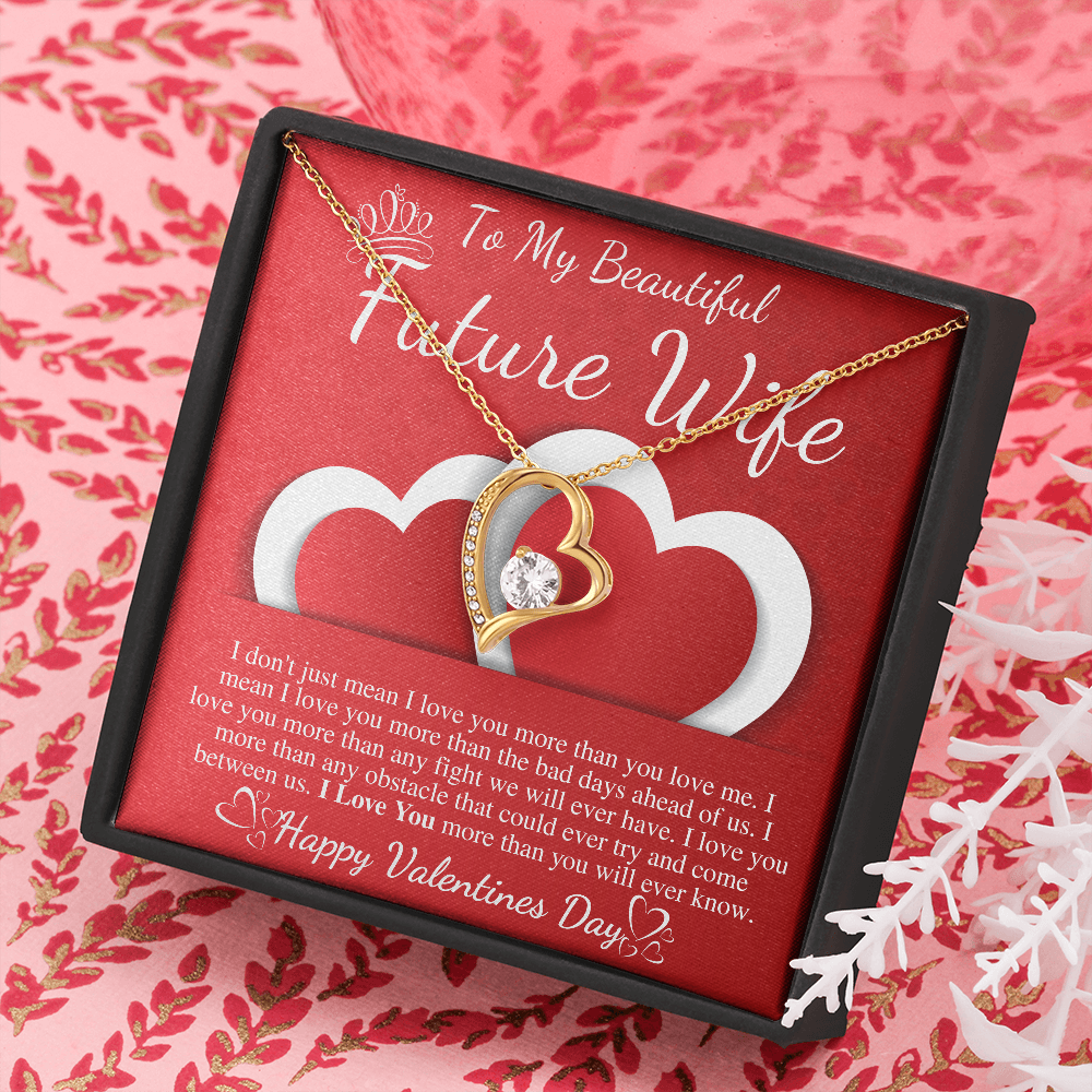 Meaningful Jewelry Gifts For Future Wife On Valentines Day Gift For Her Forever Lover Necklace From Future Husband Present For Female Fiance On Birthday Stainless Steel Cable Chain Necklace with Message Card Mahogany Luxury Box Variant