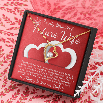 Meaningful Jewelry Gifts For Future Wife On Valentines Day Gift For Her Forever Lover Necklace From Future Husband Present For Female Fiance On Birthday Stainless Steel Cable Chain Necklace with Message Card Mahogany Luxury Box Variant
