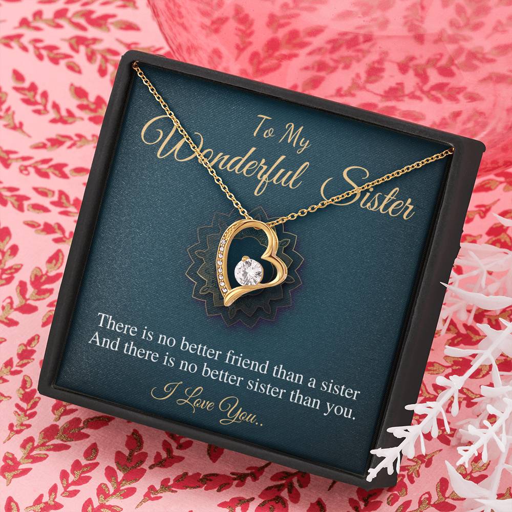 Christmas Gift For Sister, Birthday Gift For Sister, To My Wonderful Sister Necklace, Present For Sister,Littler Sister,Heart Neckalce #0571
