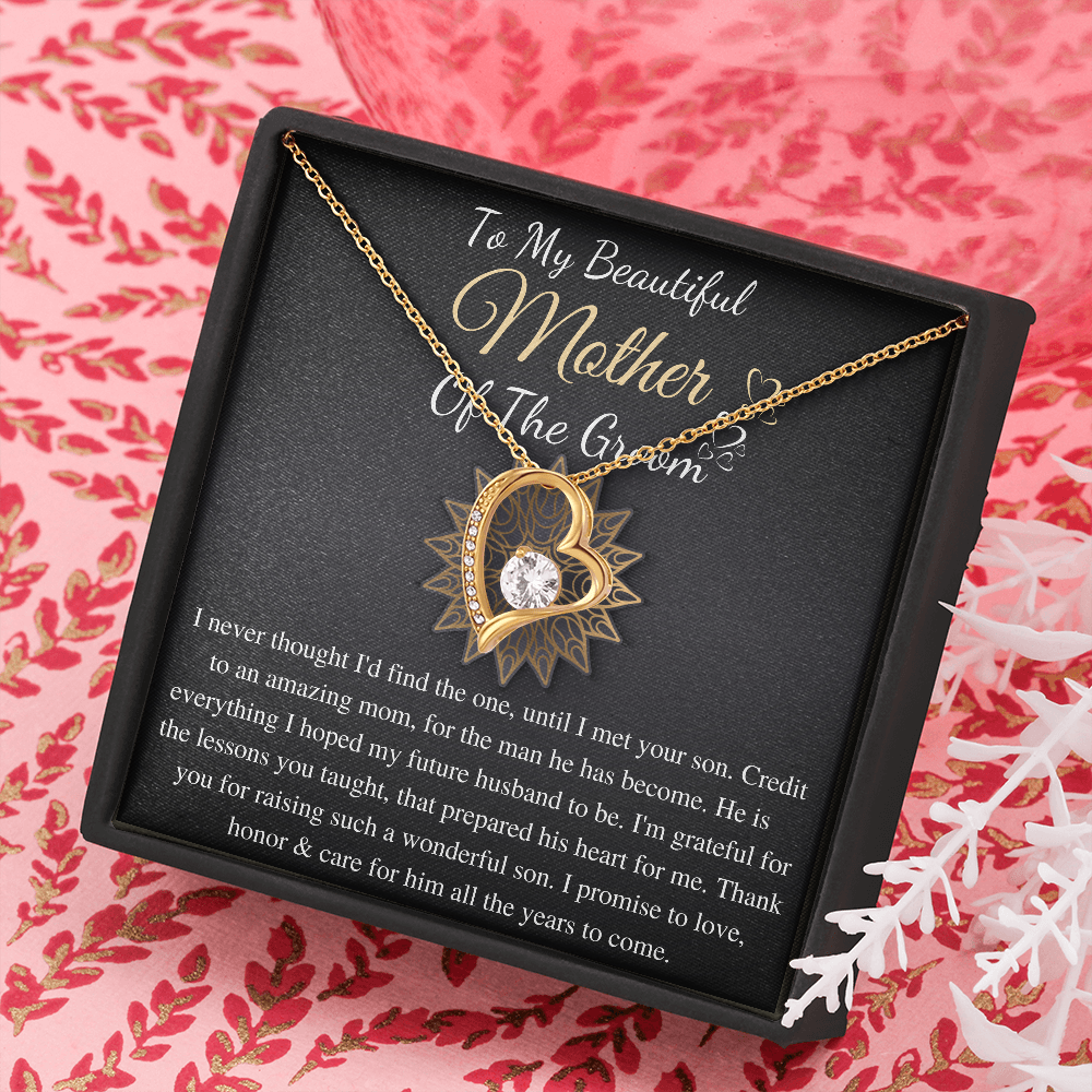 Mother of Groom gift from Bride, Thank you for raising the man of my dreams, Mother in Law necklace gift, Personalized Message gift