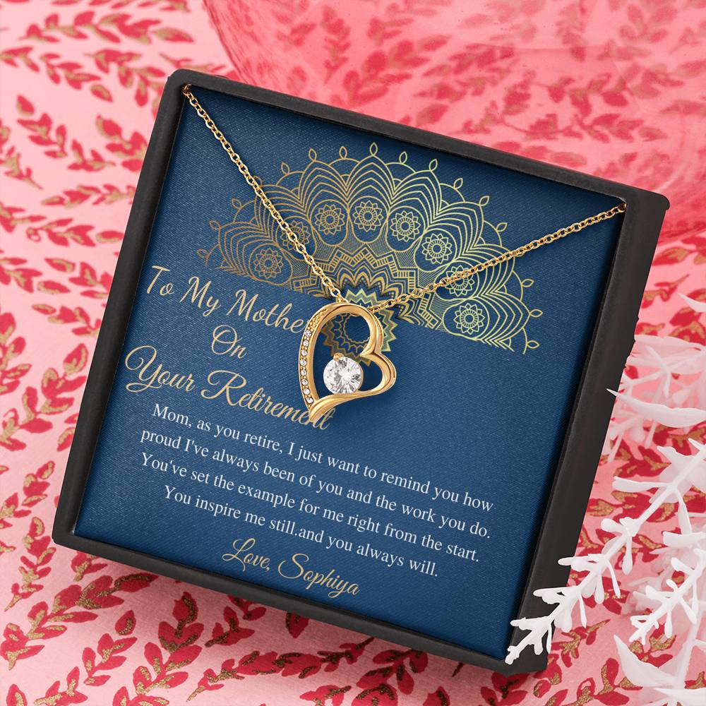 Initials Hearts, Mom Retirement Necklace Gift, Retirement Gift For Mom, Gift For Retiring Mother, Happy Retirement Gift, Best Retirement