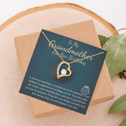 Grandma Birthday Gift, Grandmother Birthday Jewelry, Grandma Necklace,Happy Birthday Gift,Grandmother Present,Message Card Quote,Heart #0642