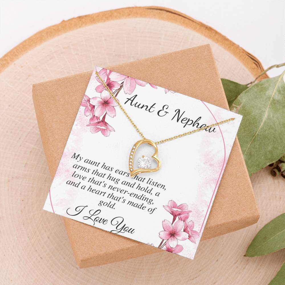 Personalized Heart Necklace Gift for Aunt, Aunt & Nephew Gift Necklace, Gift For Aunt From Nephew, Christmas Gift Jewelry, Birthday Gift