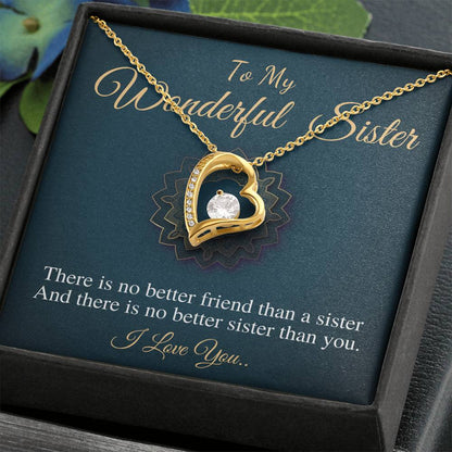 Christmas Gift For Sister, Birthday Gift For Sister, To My Wonderful Sister Necklace, Present For Sister,Littler Sister,Heart Neckalce #0571