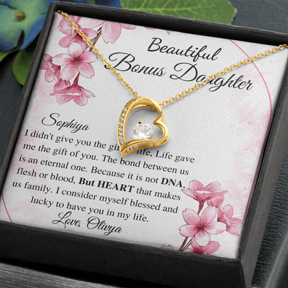 To my Bonus Daughter Beautiful Necklace, Stepdaughter Gift, Bonus Daughter Birthday Gift, Gift for Bonus Daughter, Daughter in Law