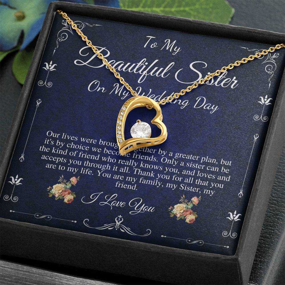 Heart Necklace, Gift For Sister On My Wedding, Sister to Sister Gift, To My Sister on My Wedding Day, Sister of the Bride Gift #0097