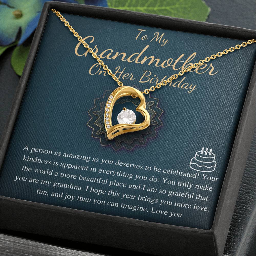 Grandma Birthday Gift, Grandmother Birthday Jewelry, Grandma Necklace,Happy Birthday Gift,Grandmother Present,Message Card Quote,Heart #0642