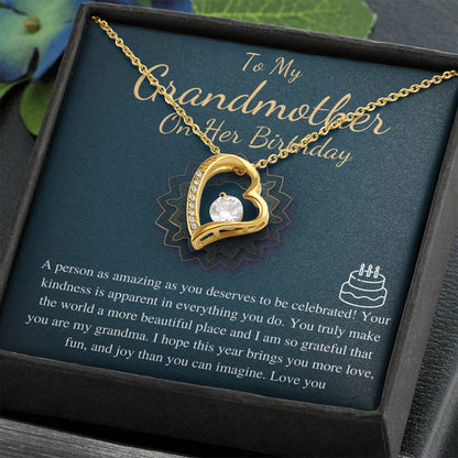 Grandma Birthday Gift, Grandmother Birthday Jewelry, Grandma Necklace,Happy Birthday Gift,Grandmother Present,Message Card Quote,Heart #0642