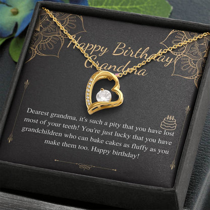 Grandma Birthday Gift Heart Necklace, Grandmother Birthday Jewelry, Grandma Necklace, Grandma Happy Birthday Gift, Message Card Quote  #0649