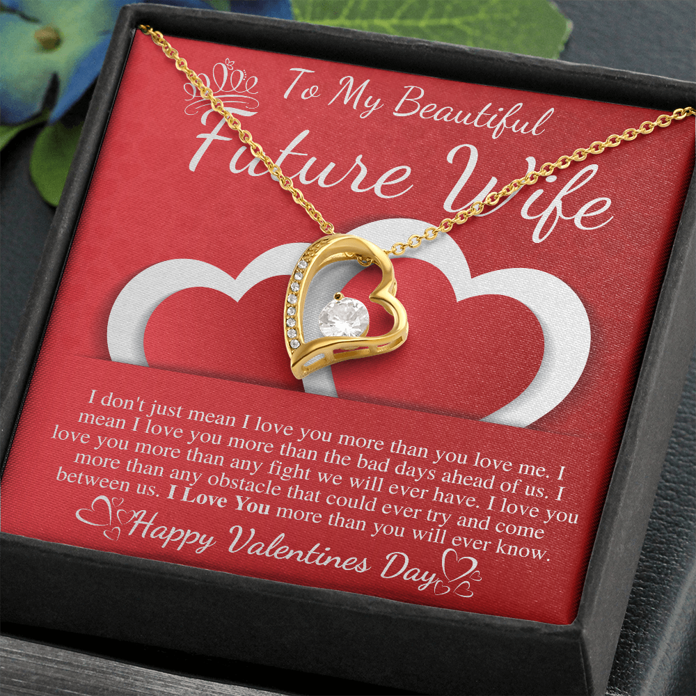 Meaningful Jewelry Gifts For Future Wife On Valentines Day Gift For Her Forever Lover Necklace From Future Husband Present For Female Fiance On Birthday Stainless Steel Cable Chain Necklace with Message Card Mahogany Luxury Box Variant