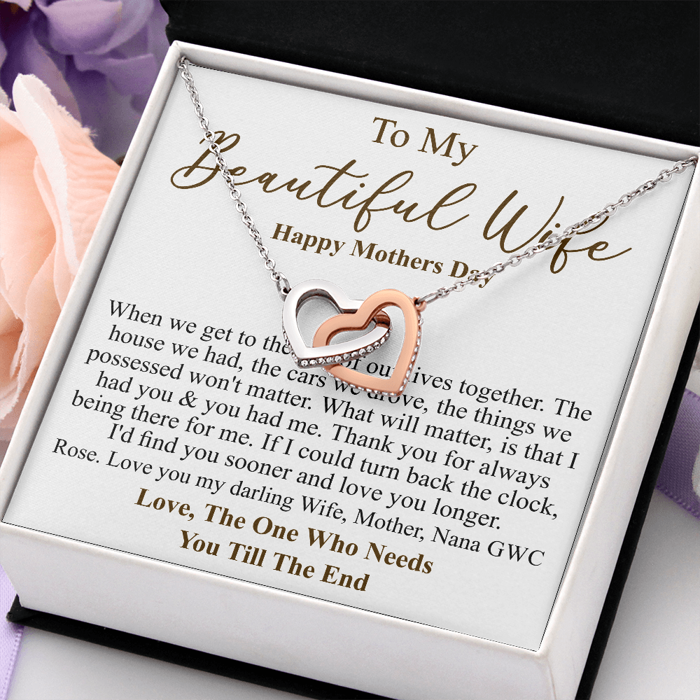 Personalized gift for Wife on Mother's Day To Beautiful Wife Necklace, Mother's Day Gift For Wife, Wife Appreciation Necklace, Gift for her rose
