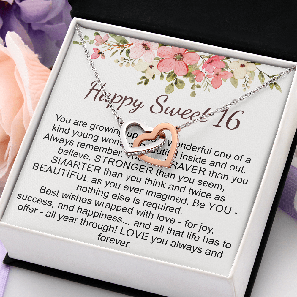 happy sweet 16 interlocking heart