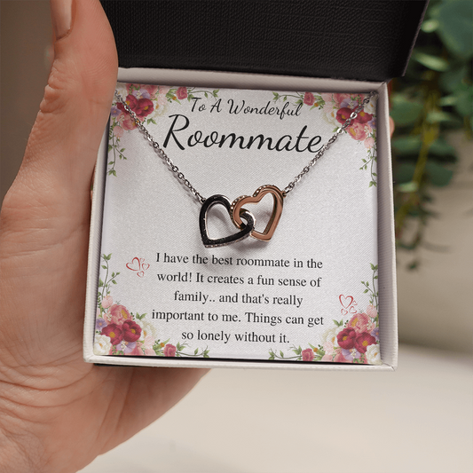 To My Roommate Gift To College Roommate Christmas Gift Dorm Mate Gift Roomie Birthday Present Roommate Thank You,Interlocking heart Necklace