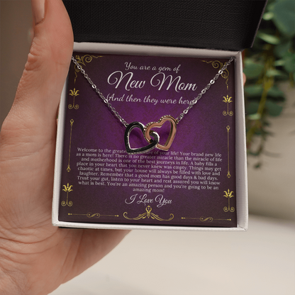 New Mom Gift Jewelry First Time Mom Gift for First Mother's Day Gift For New Mommy Gift For Baby Shower, Interlocking Heart #0262 new