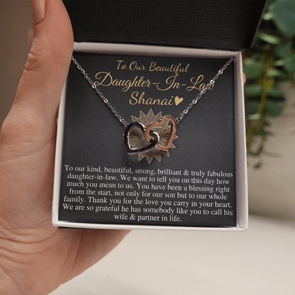 To Our Daughter-In-Law Gift On Wedding Day, Future Daughter In Law Wedding Gift, Bride Gift From Mother & Father In Law, Linked Heart #0815 shanai