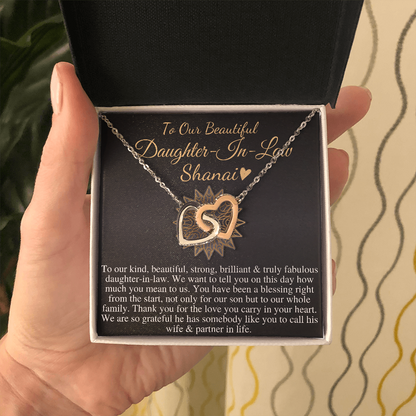 To Our Daughter-In-Law Gift On Wedding Day, Future Daughter In Law Wedding Gift, Bride Gift From Mother & Father In Law, Linked Heart #0815 shanai