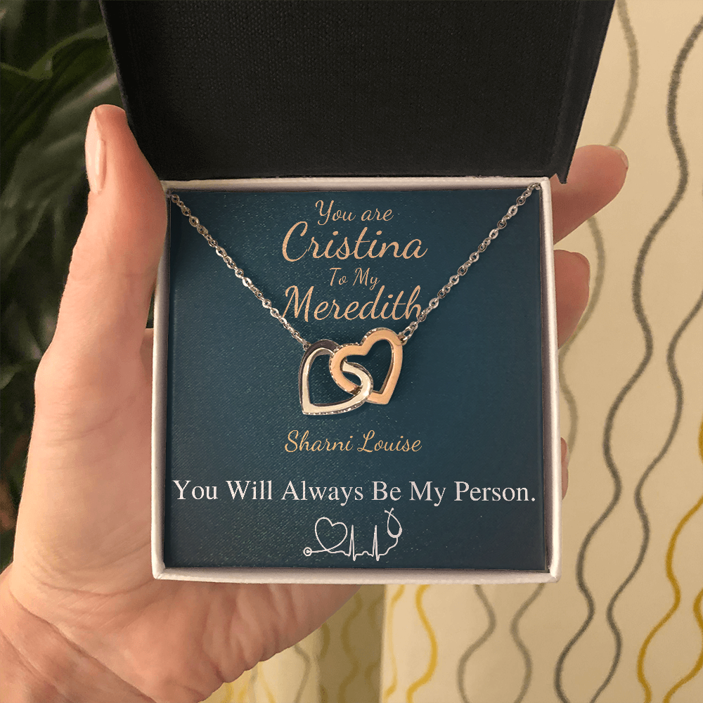 You Are The Cristina To My Meredith Necklace, Grey's Anatomy, Best Friend Gift, Grey Anatomy Gift, My Person Necklace, Linked Heart #0579 Sharni Louise
