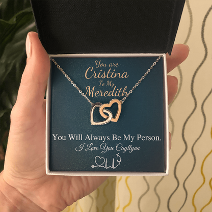 You Are The Cristina To My Meredith Necklace, Grey's Anatomy, Best Friend Gift, Grey Anatomy Gift, My Person Necklace, Linked Heart #0579 caytlynn
