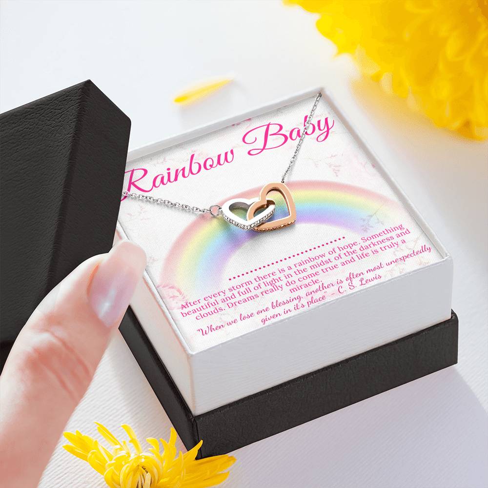 Rainbow Baby Gift for Mom, Rainbow Baby Card, Godchild Gift,Miracle Baby,Rainbow Baby Shower Gift,After Miscarriage,Interlocking Heart #0230 fainal